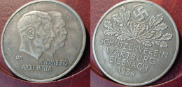 GERMANIA 3° REICH MONETA COMMEMORATIVA SCHTZENVEREINWARTBURG EISENACH 1934 HITLER  - ALLEMAGNE - DEUTSCHLAND - COD: AB40 - Otros & Sin Clasificación