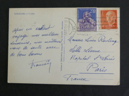 ESPAGNE SPAIN ESPANA AVEC YT 864 FRANCO ET YT 1019 INFANTE MARGUERITE - BARCELONA - Covers & Documents