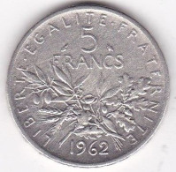 5 Francs Semeuse 1962, En Argent - 5 Francs