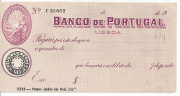 PORTUGAL CHECK BANCO DE PORTUGAL, LISBOA, 1950'S SCARCE - Assegni & Assegni Di Viaggio