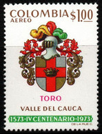 09- KOLUMBIEN - 1973- MI#:1257- MNH- TORO CITY COAT OF ARMS - HERALDIC - Kolumbien