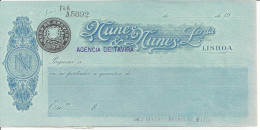 PORTUGAL CHECK BANCO NUNES & NUNES LTDA, LISBOA AG TACHIRA, 1920'S SCARCE - Cheques En Traveller's Cheques