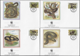 Moldavie 1993 Y&T 44 à 47 Sur FDC. Serpent, WWF - Serpientes