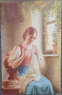 1913. Näherin Bei Der Arbeit, Geflochtenes Haar - Artigianato