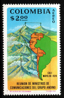 03- KOLUMBIEN - 1974- MI#:1263- MNH- MEETING OF MINISTERS OF COMMUNICATIONS OF THE ANDEAN GROUP – MAPS / COMMUNICATIONS - Kolumbien