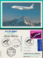 ADRIA AIRWAYS 1995 FIRST FLY LJUBLJANA BARCELONA + SPECIAL CANCELS - Aviateurs