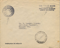 1940 CORREO CONSULAR , EMBAJADA DE MÉXICO EN BUENOS AIRES , CORRESPONDENCIA DIPLOMÁTICA , LIBRE DE PORTE - Briefe U. Dokumente