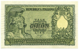50 LIRE ITALIA ELMATA 31 12 1951  Q.FDS NATURALE LOTTO 389 - 50 Liras