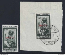 TRIESTE A 1951 - CICLISMO N° 127  MNH **  E Usato Su Frammento - Autres & Non Classés