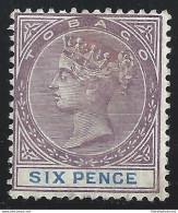 1895  TOBAGO - Yvert  Fiscali N° 9 6p. Violetto-bruno E Blu MH/* - Autres & Non Classés