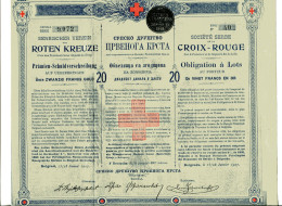 SOCIÉTÉ SERBE De La CROIX ROUGE: Obligation à Lots 1907 - Banca & Assicurazione