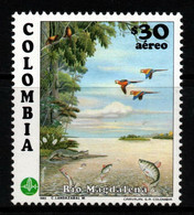 06- KOLUMBIEN - 1982- MI#:1600- MNH- MAGDALENA RIVER -TOURISM – BIRDS/FISH - Colombia