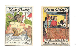 KB030 - BONS-POINTS PHOSPHATINE FALLIERES - FABLES DE LA FONTAINE - LE RENARD ET LE BOUC - LE LABOUREUR ET SES ENFANTS - Diploma's En Schoolrapporten