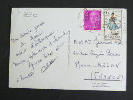 ESPAGNE SPAIN ESPANA AVEC TP FRANCO ET YT 1560B COSTUME LOGRONO - TANGER MAROC CHATEAU ET PORT - Storia Postale