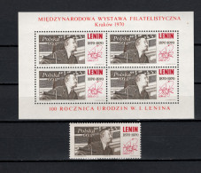 Poland 1970 Space, Lenin Stamp + S/s MNH - Europa