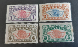 Réunion 1907-1917 Yvert 56, 57, 58, 59 MH - Unused Stamps