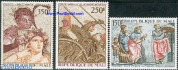 Mali 1974 Frescoes 3v, Mint NH, Nature - Performance Art - Religion - Wine & Winery - Music - Greek & Roman Gods - Art.. - Vins & Alcools