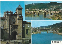 CATEDRAL, PUENTE VIEJO Y NUEVO Y VIADUCTO / CATHEDRAL, OLD AND NEW BRIDGES.-  ORENSE - GALICIA.- ( ESPAÑA ) - Orense