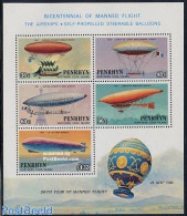 Penrhyn 1983 200 Years Aviation S/s, Mint NH, Transport - Balloons - Zeppelins - Mongolfiere
