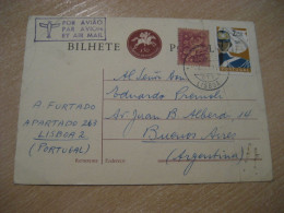 LISBOA 1962 To Buenos Aires Argentina Air Mail Cancel Folded  Bilhete Postal Stationery Card PORTUGAL - Lettres & Documents