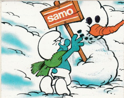 PEYO. LES SCHTROUMFS En HIVER. RARE Autocollant PUB SAMO CHIPS 1982 N° 4 - Collection - Aufkleber