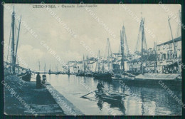 Venezia Chioggia Canale Lombardo Barche RIFILATA STRAPPINO Cartolina QT4018 - Venezia (Venice)