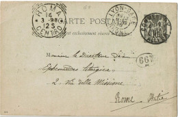 CTN85E - FRANCE CP SAGE 10c LYON / ROME 13/3/1896 - Standaardpostkaarten En TSC (Voor 1995)