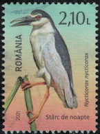 Roumanie 2021 Oblitéré Used Oiseau Nycticorax Nycticorax Bihoreau Gris Y&T RO 6675 SU - Usados
