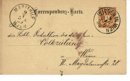 Empire AUTRICHIEN Timbre Type N°40  CORRESPONDENZ KARTE DE 1889 - Tarjetas