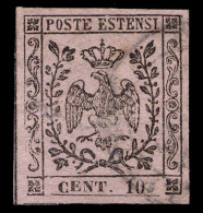 MODENA 1857 10 CENT. ROSA N.9 USATO ANNULLO "POSTA LETTERE REGGIO" - USED FINE - Modena