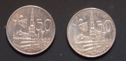 2 X 50 Fr 1958 VL + FR EXPO (zilveren Munten) Silver - 50 Francs