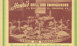 Vancouver BC Canada, Henri's Grill And Smorgasbord Restaurant C1940s Vintage Postcard - Vancouver