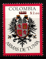 02- KOLUMBIEN - 1977- MI#:1324- MNH- TUNJA CITY COAT OF ARMS – HERALDIC - SURCHARGED - Kolumbien