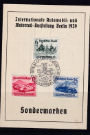 Germany 1939 Full Set Automobile On Card Dresden Bank 16090 - Blocks & Kleinbögen