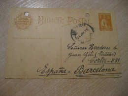 MATOSINHOS 1921 To Barcelona Spain Cancel Bilhete Postal Stationery Card PORTUGAL - Briefe U. Dokumente