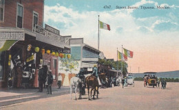 Tijuana Mexico, Street Scene, Flags Curio Store, C1910s Vintage Postcard - Mexiko