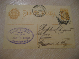 LISBOA Pianos Organos Music Instruments 1920 To Figueira Da Foz Cancel Bilhete Postal Stationery Card PORTUGAL - Briefe U. Dokumente