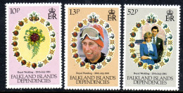 FALKLAND ISLANDS DEPENDENCIES - 1981 ROYAL WEDDING SET (3V) FINE MNH ** SG 95-97 - Falklandinseln