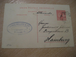 LISBOA 1910 To Hamburg Germany Cancel UPU Bilhete Postal Stationery Card PORTUGAL - Storia Postale