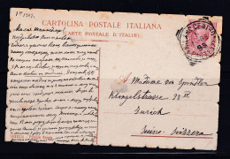 Italy 1908 Postal Card To Zurich Switzerland Written In Russian 16091 - Andere & Zonder Classificatie