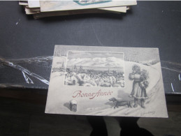 Bonne Annee Dachshund Children Old Postcards Lausanne - Autres & Non Classés