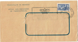 PP15 - MONACO ENVELOPPE DE L'OFFICE DES EMISSIONS DE TIMBRES POSTE 21/3/1956 - Covers & Documents