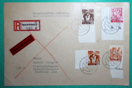 RECOMMANDE EINSCHREIBEN SARRE SAARBRÜCKEN 15 + 24 + 45 + 80 PF POUR FOR NEUSTADT 1947 COVER - Lettres & Documents