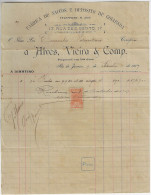 Brazil 1907 Invoice Bag Factory Guava Jam Warehouse Alves Vieira & Co Rio De Janeiro Pacific Watermark Tax Stamp 300 Rs - Lettres & Documents