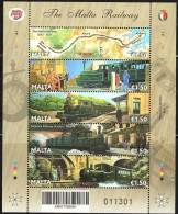 Malta 2023 Railway History Trains From 1883 Set Of 5 Stamps In Block MNH - Malta