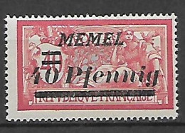 MEMEL OCCUPAZIONE TEDESCA 1922 FRANCOBOLLI DI FRANCIA SOPRASTAMPATI UNIF.53 MLH VF - Altri & Non Classificati