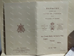 France Menù Programme BANQUET Invalides De Guerre Annglais Francais Italiens 30 Mai 1935 Palace Hotel Bruxelles. Signed - Menú