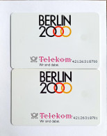 2 Pcs Germany Telekom Telefonkarte Chip Phone Card  Mint Consecutive Number - Lots - Collections