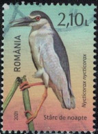 Roumanie 2021 Oblitéré Used Oiseau Nycticorax Nycticorax Bihoreau Gris Y&T RO 6675 SU - Usados