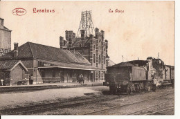 LESSINES LA GARE FELDPOST? 1918 LOCOMOTIF MARCOVICI BRUXELLES 1530 D1 - Lessen